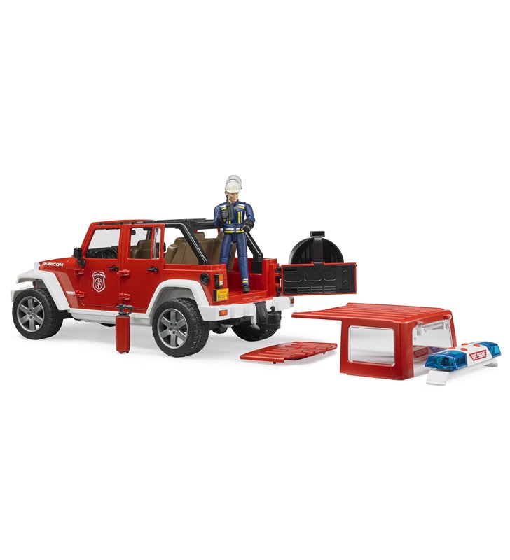 Jeep Wrangler straż pożarna z figurką Bruder 02528