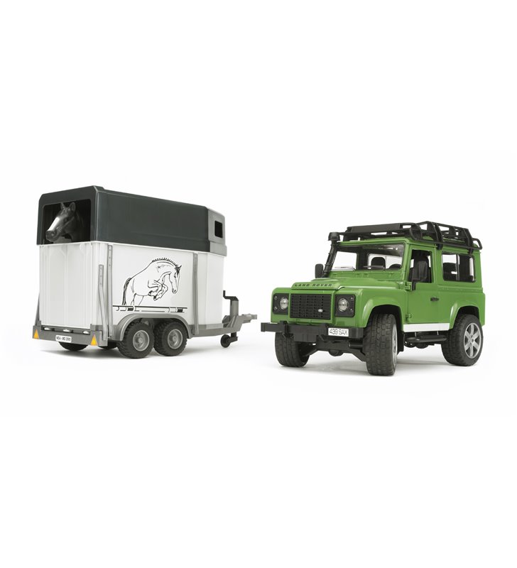 Land Rover Defender z przyczepą i figurką konia Bruder 02592