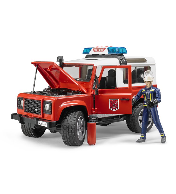 Land Rover Straż pożarna z figurką i modułem Bruder 02596