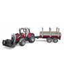 Traktor Massey Ferguson 7480 z ładowarką i przyczepą do drzewa Bruder 02046