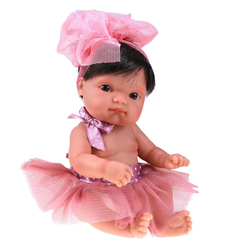 Lalka szatynka Mufly 21 cm w fioletowej spódnicy Antonio Juan 3907