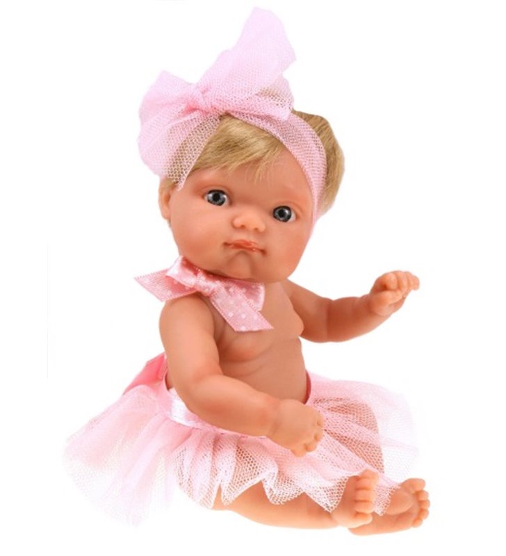 Lalka blondynka Mufly 21 cm w różowej spódniczce Antonio Juan 3907