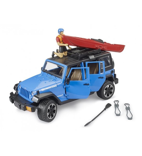 Jeep Wrangler Unlimited Rubicon z kajakiem i figurką kajakarza Bruder 02529