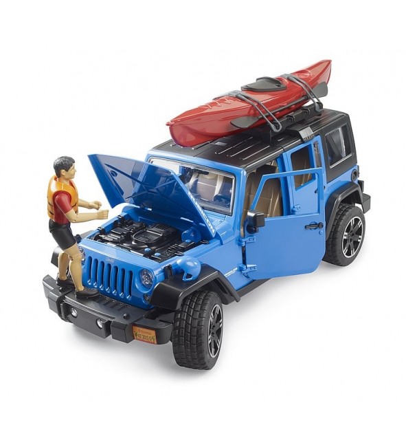 Jeep Wrangler Unlimited Rubicon z kajakiem i figurką kajakarza Bruder 02529