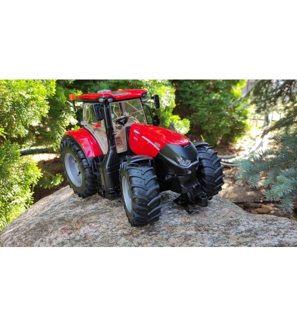 Traktor Case IH Optum 300 CVX z ładowaczem czołowym TUR i przyczepą z belami słomy Bruder 03198