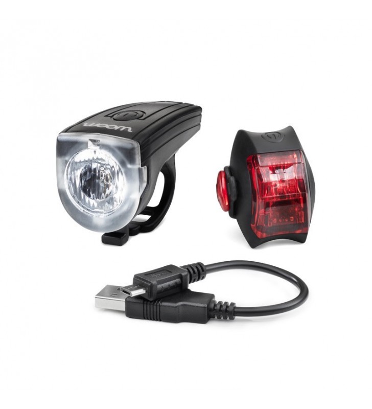 Zestaw lampek LED woom CYCLOPE - przód, tył + kabelek do ładowania