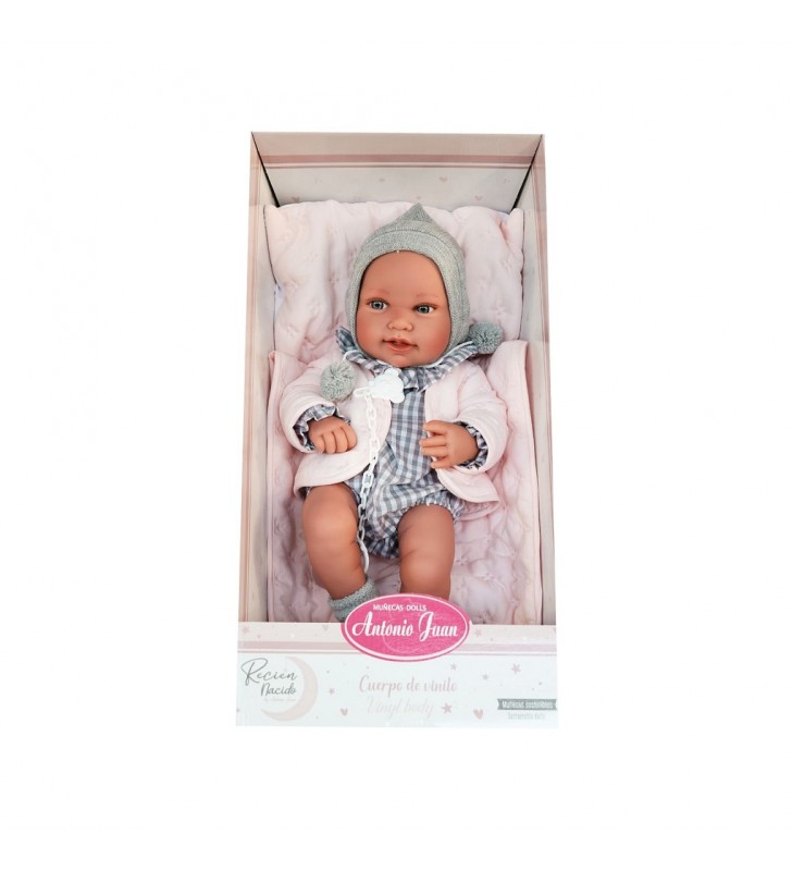 Lalka hiszpańska Pipa 42 cm z poduszką i kocykiem Antonio Juan 50425