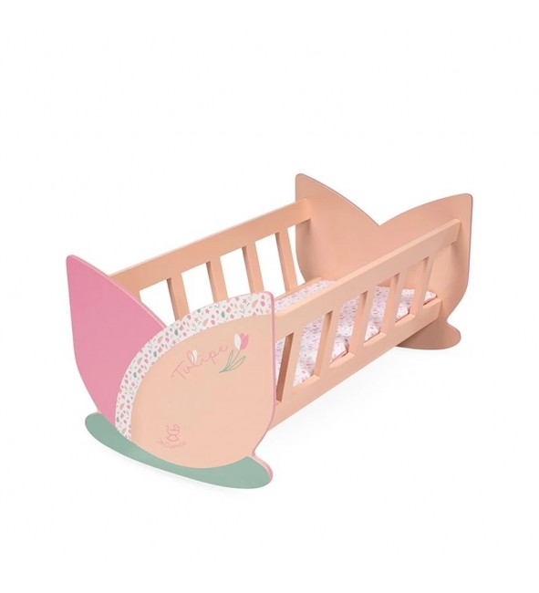 Drewniana kołyska dla lalek Tulipe + metracyk DeCuevas Toys 55174