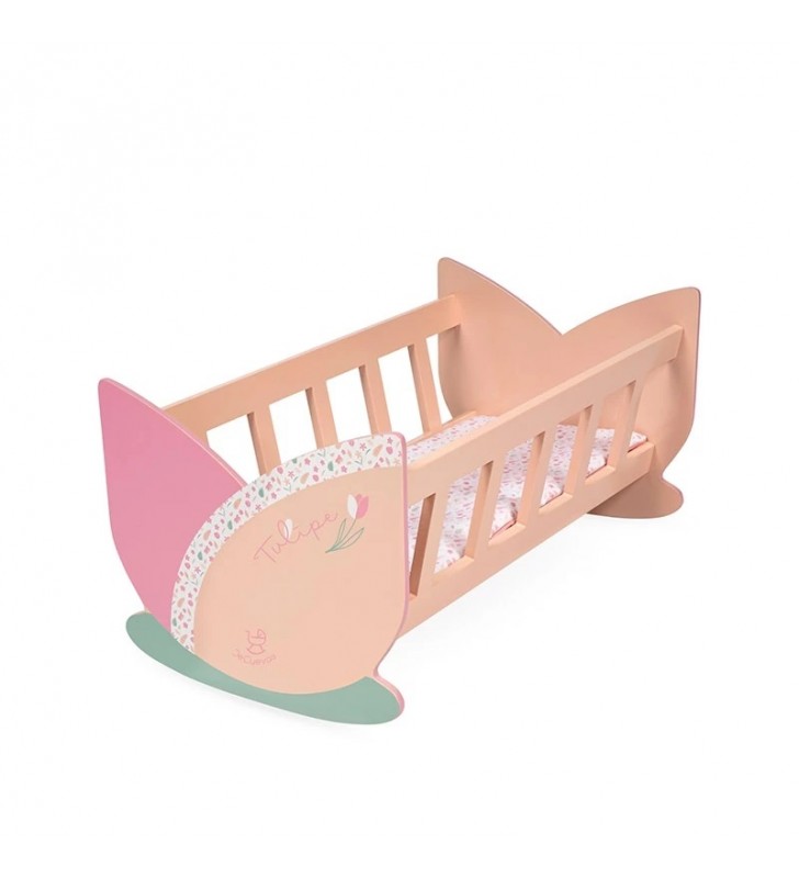 Drewniana kołyska dla lalek Tulipe + metracyk DeCuevas Toys 55174