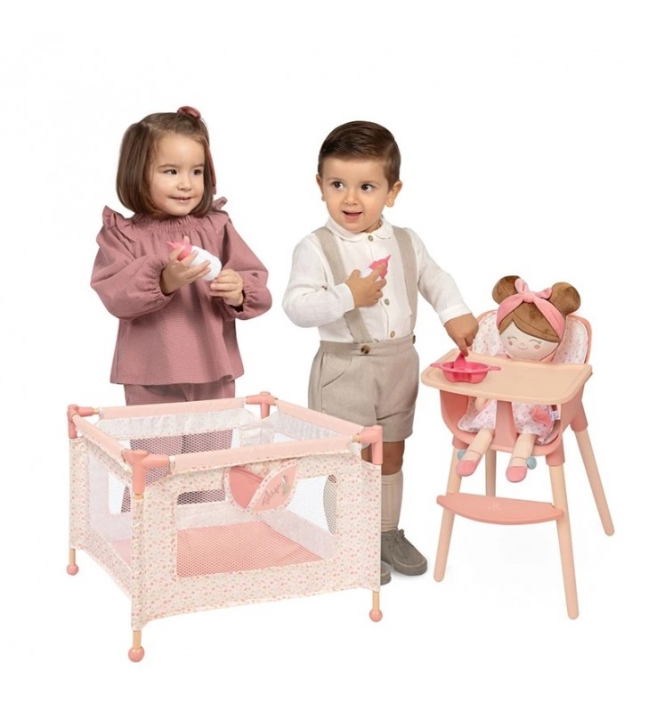 Krzesełko do karmienia i łóżeczko dla lalek 2w1 DeCuevas Toys 40074