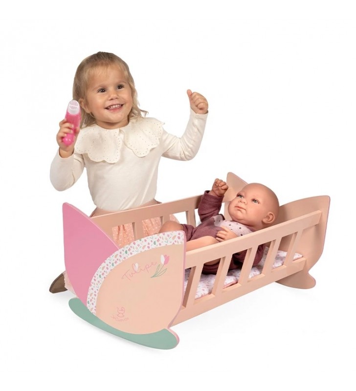 Drewniana kołyska dla lalek Tulipe + metracyk DeCuevas Toys 55174