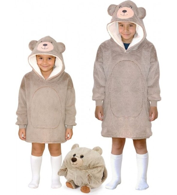 Bluza koc Oversize dla dziecka Miś Cozy Noxxiez CH328