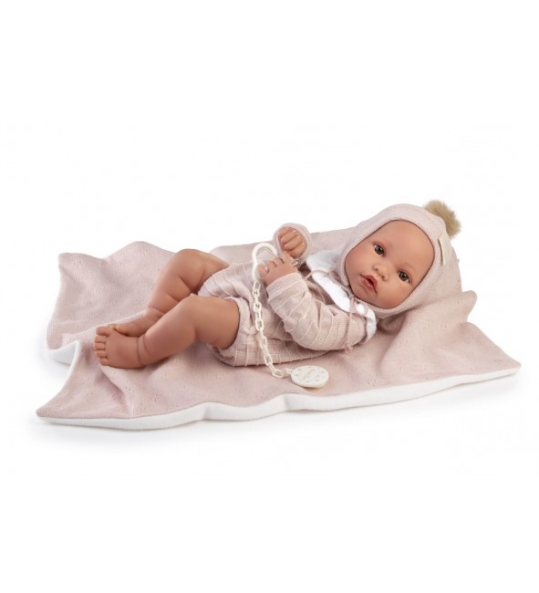 Lalka Erika w sweterkowym body z kocykiem Antonio Juan 50440