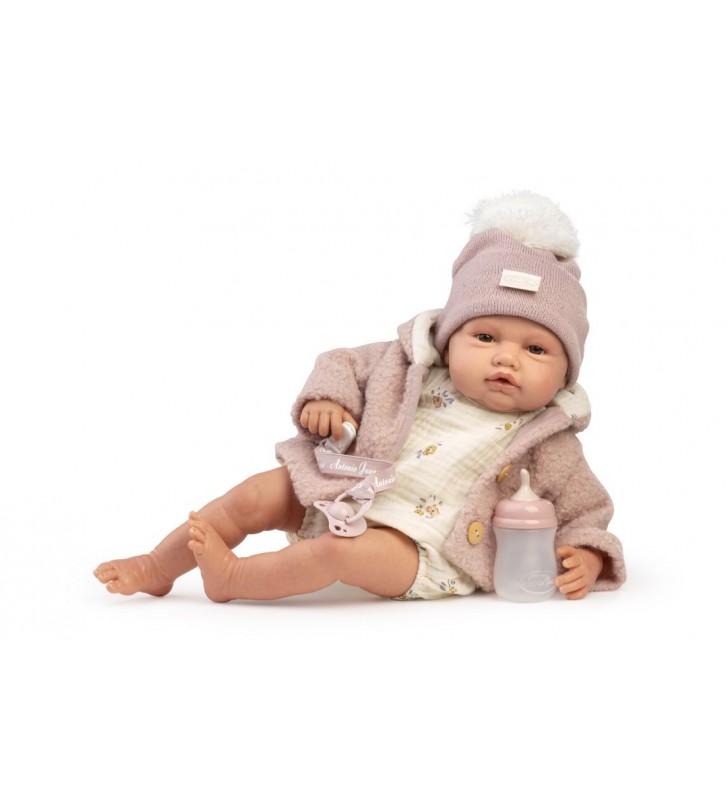 Lalka hiszpańska Reborn 50cm Baby Love w kurtce z butelką Antonio Juan 82405