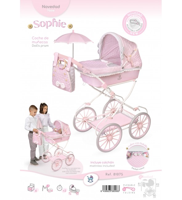Składany wózek dla lalek Sophie z parasolką DeCuevas Toys 81075