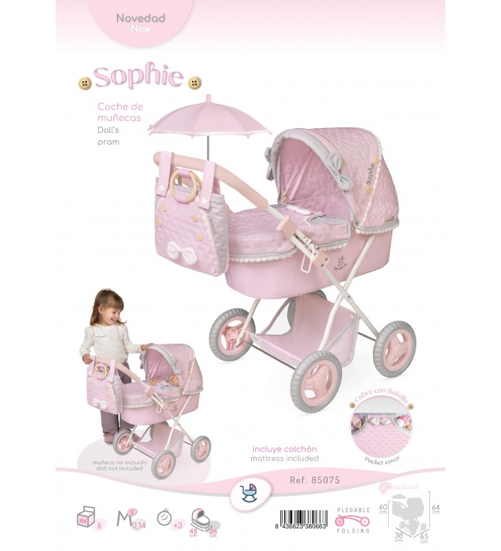 Składany wózek dla lalek Sopie z parasolką DeCuevas Toys 85075