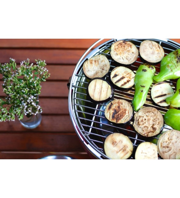 Bezdymny grill na węgiel - LotusGrill purpurowy