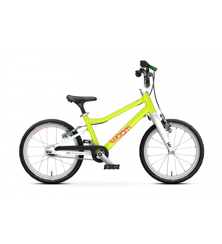 Rower dziecięcy woom 3 GO AUTOMAGIC - Neon Lime - 16 calowy - z przerzutkami