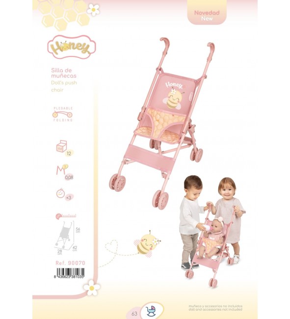 Spacerówka Honey dla lalek do 48 cm DeCuevas 90070